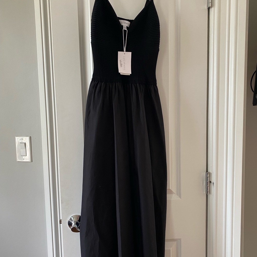 Lucy Paris Black Ribbed-Bodice Maxi Dress